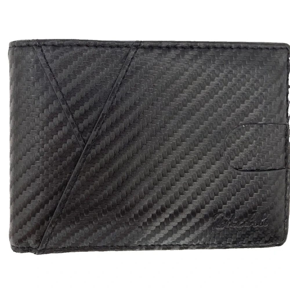 Black and Blue Zitahli Slim Wallet Men Faux Carbon Fiber- Pre-owned